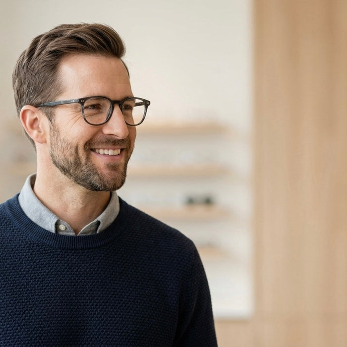 Professional optician replacing prescription lenses in existing eyeglass frames at Zac's Optical