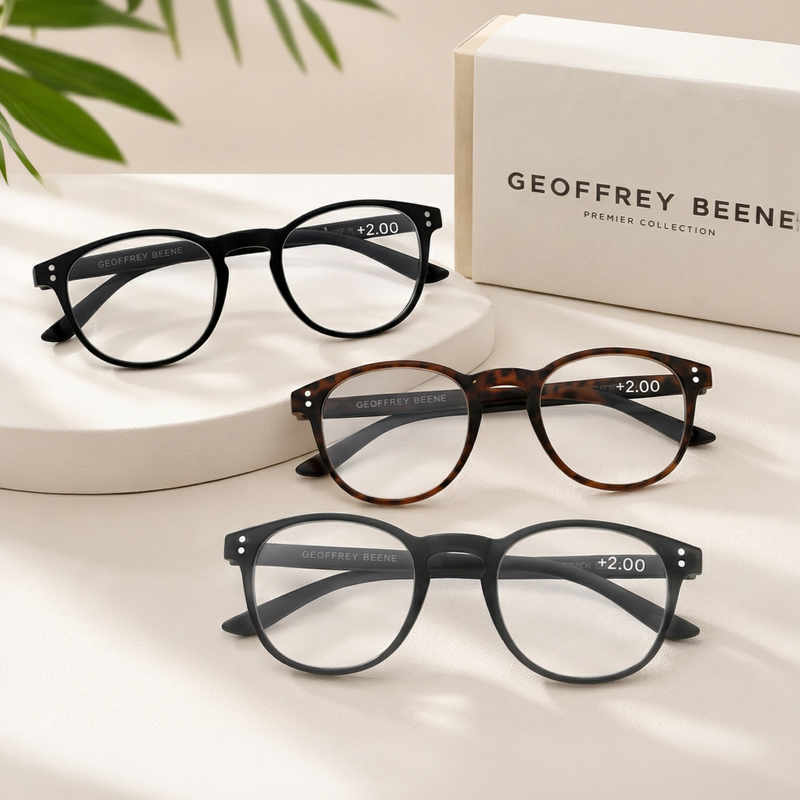 Geoffrey Beene Reading Glasses 3 Pack | Round Shape | Available Powers (+1.50) (+2.00)