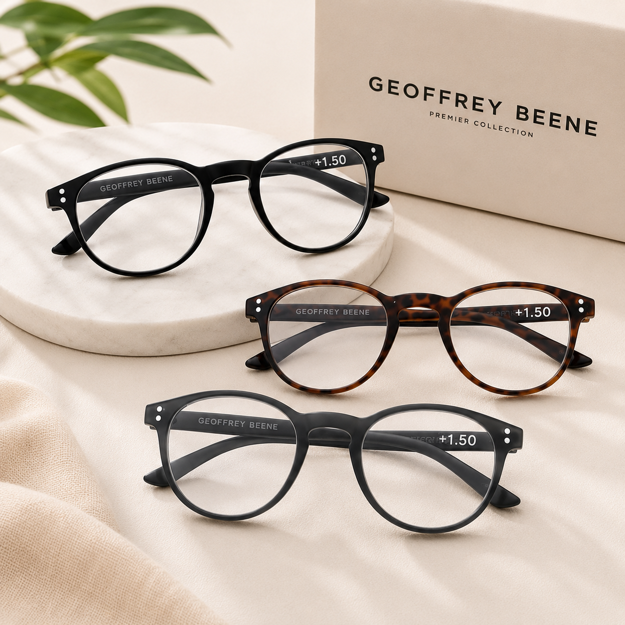 Geoffrey Beene Reading Glasses 3 Pack | Round Shape | Available Powers ...