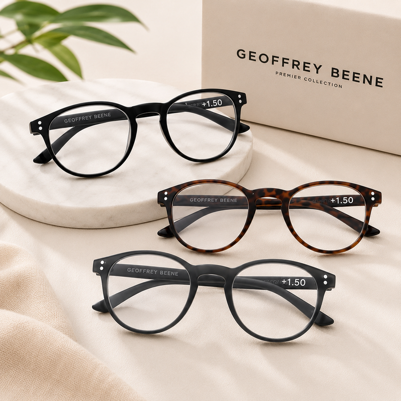 Geoffrey Beene Reading Glasses 3 Pack | Round Shape | Available Powers (+1.50) (+2.00)