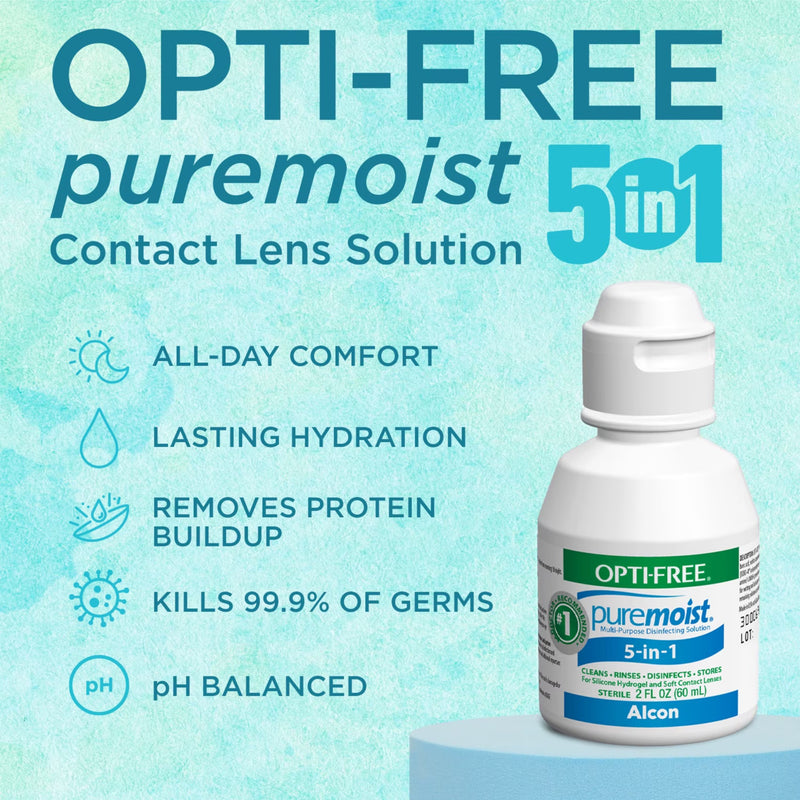 OPTI-FREE Puremoist Multi-Purpose Contact Lens Solution 2 oz (Pack of 6)