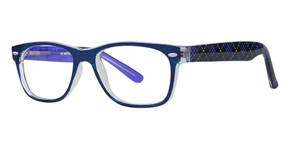 Metro 17 Blue/Crystal lace optical frame for prescription eyeglasses or blue light glasses.