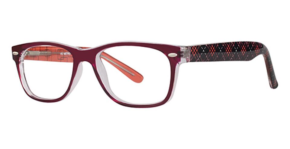 Metro 17 Purple/Crystal lace optical frame for prescription eyeglasses or blue light glasses.