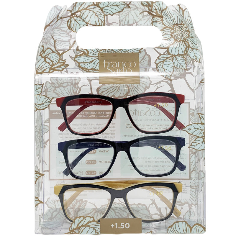 Franco Sarto Reading Glasses 3 Pack | Available Powers (+1.50) (+2.50) - Get Free Lenses