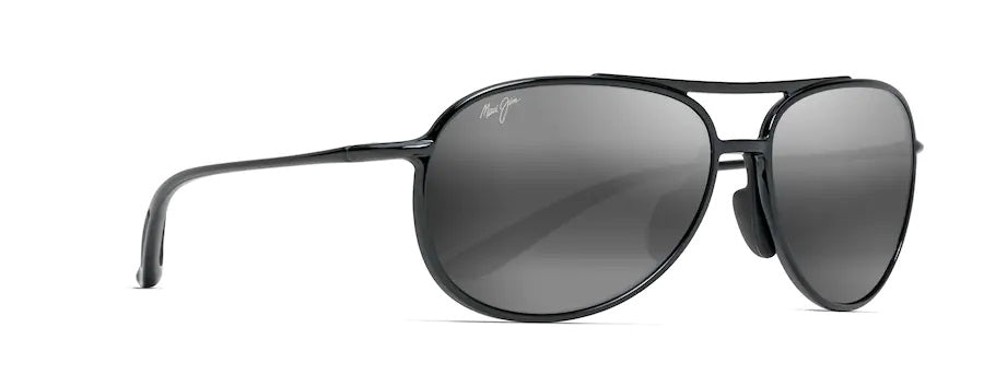 ALELELE BRIDGE Black Gloss Polarized Aviator Sunglasses