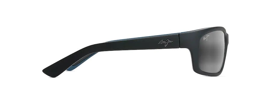 KANAIO COAST Matte Soft Black with White and Blue Polarized Wrap Sunglasses