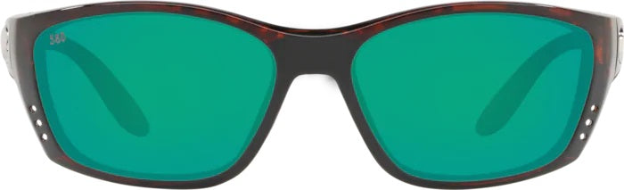 Fisch Green Mirror Polarized Glass Tortoise Sunglasses