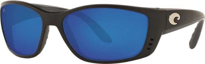 Fisch Blue Mirror Polarized Glass Matte Black Sunglasses
