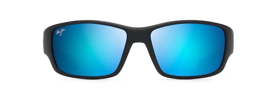 LOCAL KINE Soft Black with Sea Blue and Grey Polarized Wrap Sunglasses
