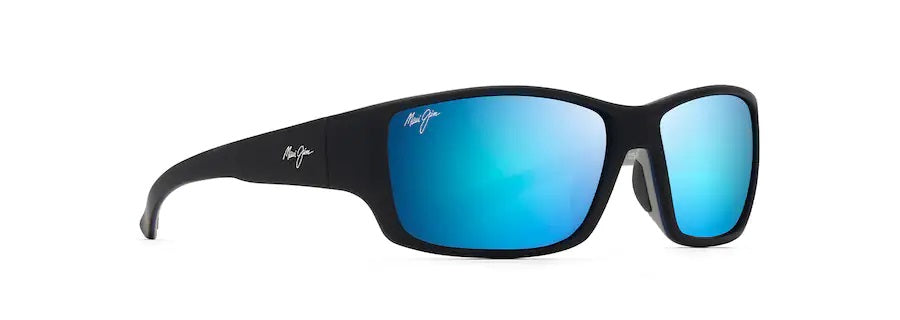 LOCAL KINE Soft Black with Sea Blue and Grey Polarized Wrap Sunglasses