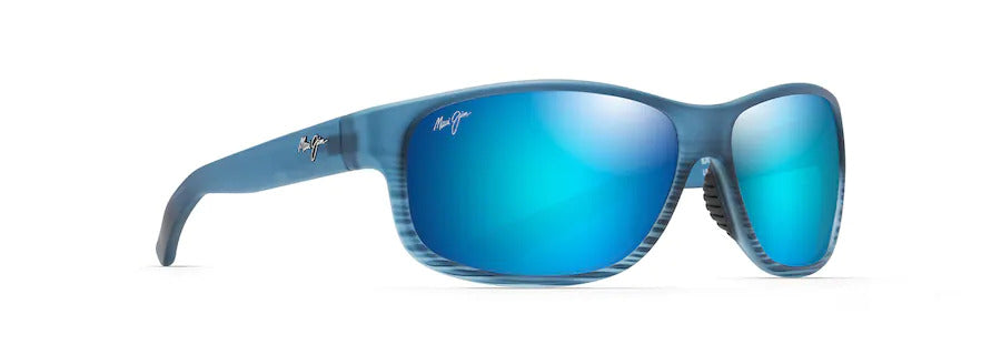 Kaiwi Channel Blue Black Stripe Polarized Wrap Sunglasses