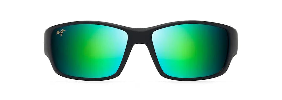 LOCAL KINE Soft Black with Dark Transparent Green and Light Transparent Grey Polarized Wrap Sunglasses
