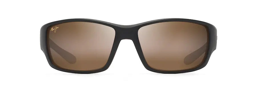 LOCAL KINE Matte Dark Transparent Brown with Tan and Cream Polarized Wrap Sunglasses