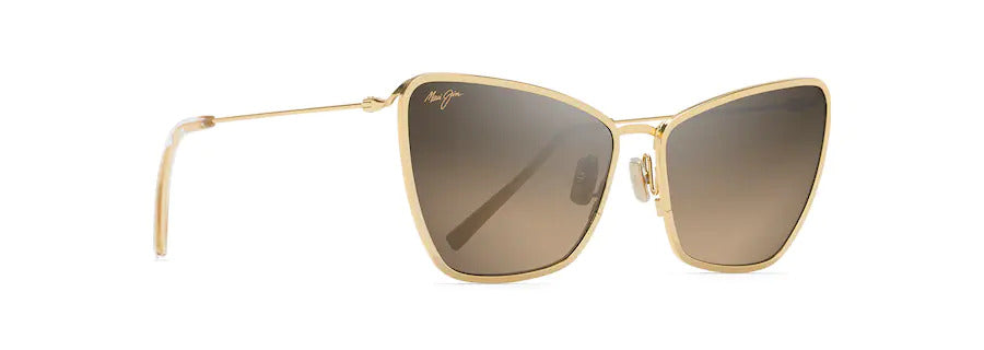 PUAKENIKENI Shiny Gold Polarized Cat Eye Sunglasses