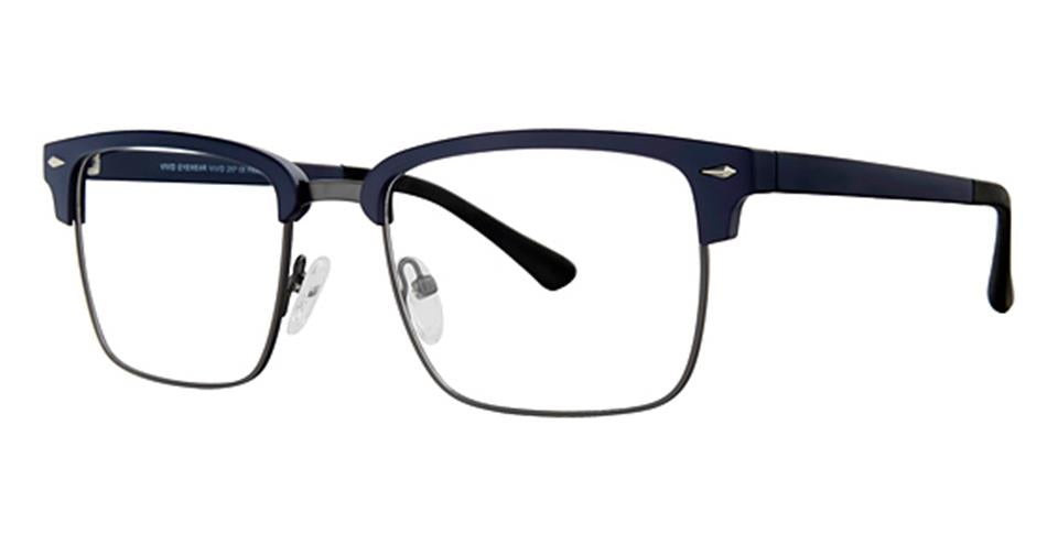 Vivid 257 Navy/Brown W Dark Gun Rim optical frame for prescription eyeglasses or blue light glasses
