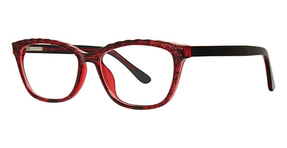 Metro 42 Red/Black Lace optical frame for prescription eyeglasses or blue light glasses.