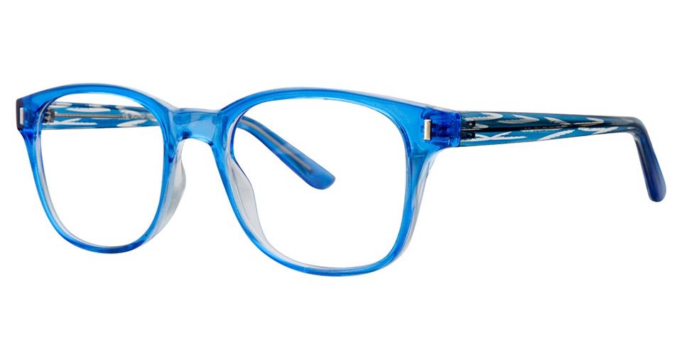 Blue Light Block Eyeglasses - SOHO 1034 Blue with Blue Stripe Temples