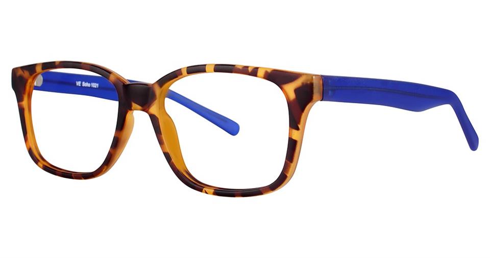 Blue Light Block Eyeglasses - SOHO 1021 Matt Tortoise with Matt Blue Temples