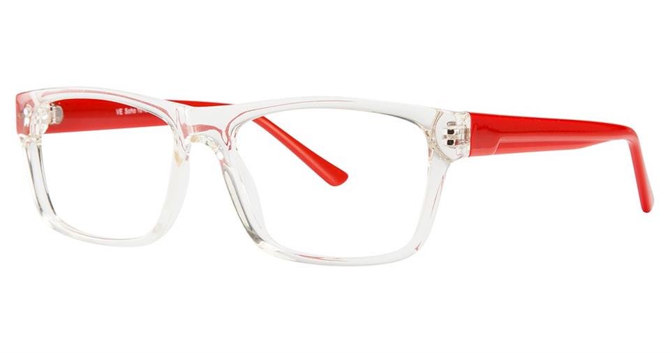 Blue Light Block Eyeglasses - SOHO 1018 Crystal with Red Temples