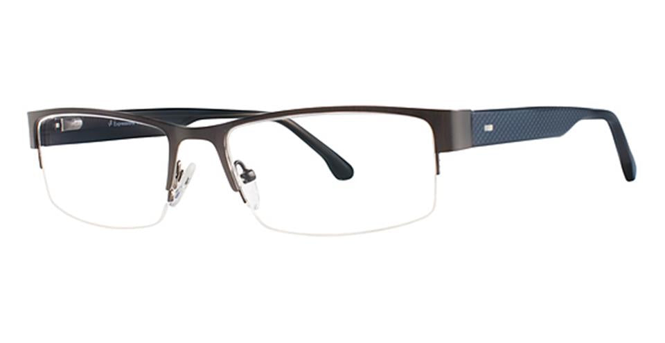 Vivid Expressions 1120 Matte Gunmetal/Blue Optical frame for prescription eyeglasses or blue light glasses