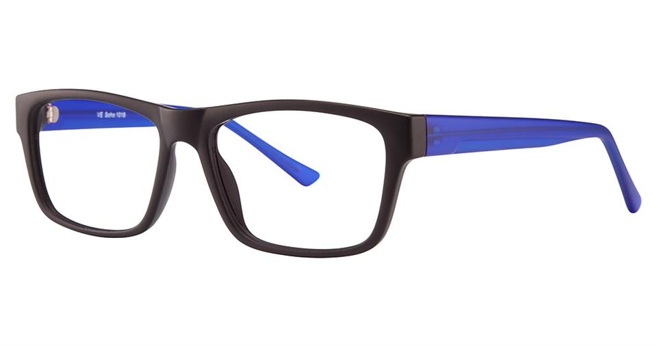 Blue Light Block Eyeglasses - SOHO 1018 Matt Black with Matt Blue Temples
