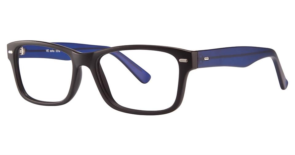 Blue Light Block Eyeglasses - SOHO 1014 Black with Blue Temples